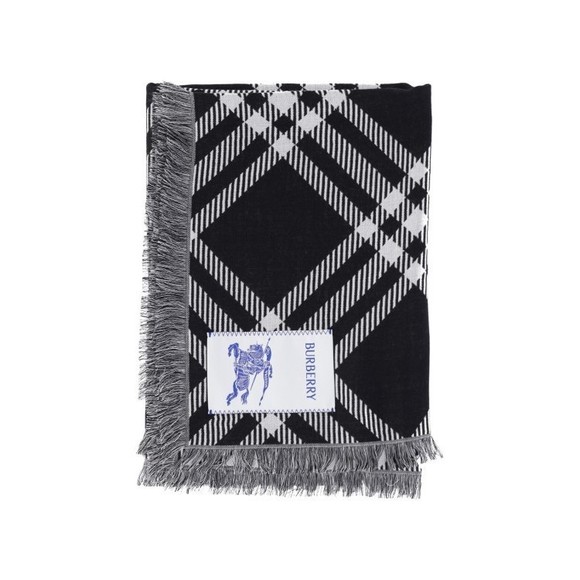 Burberry Check Wool-Silk Scarf – Black/White - NWT - Picture 1 of 3
